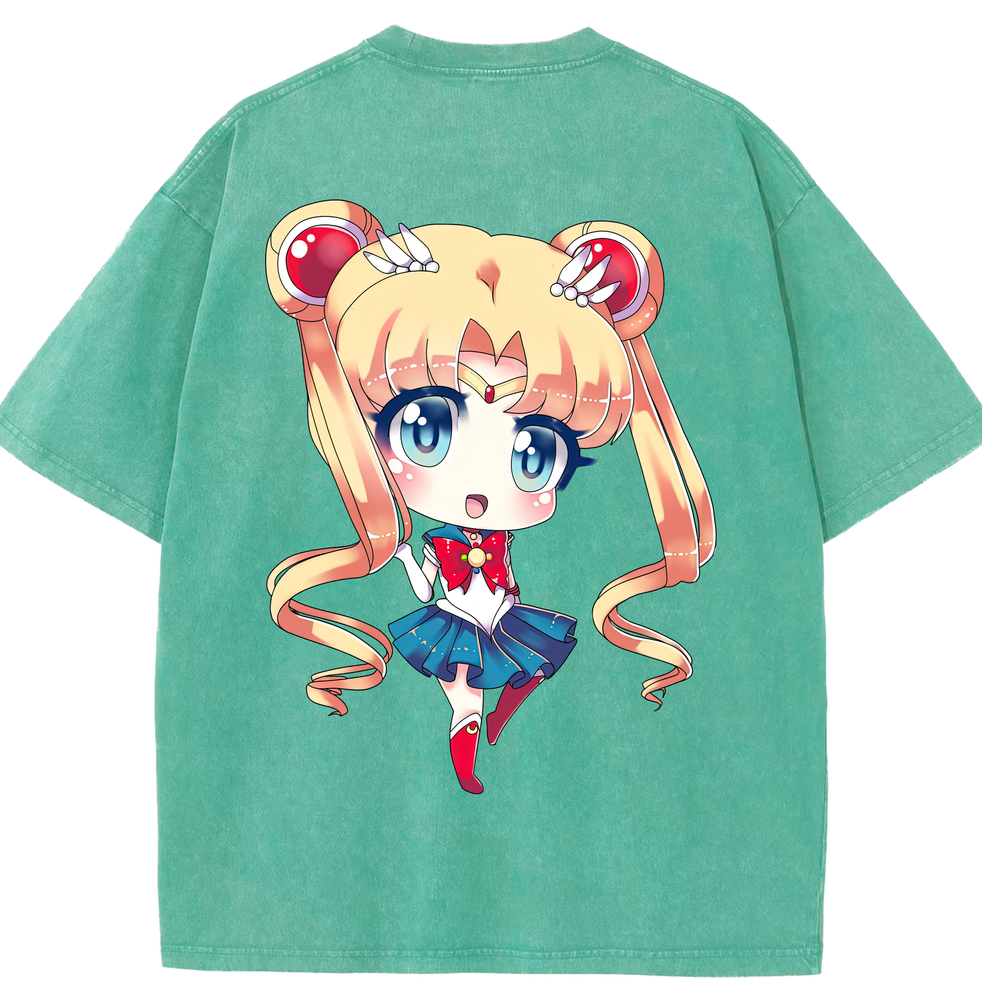 （画像用） 美少女戦士セーラームーン 月野 うさぎ つきの うさぎ Sailor Moon Tsukino Usagi 綿100% ヴィンテージ風 半袖Tシャツ（背面プリント）